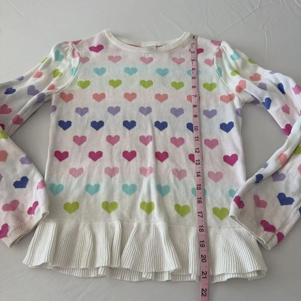 Gymboree Sweater Lot Purple Cable Knit Peplum Ruffle Girls Sz 12 Rainbow Heart